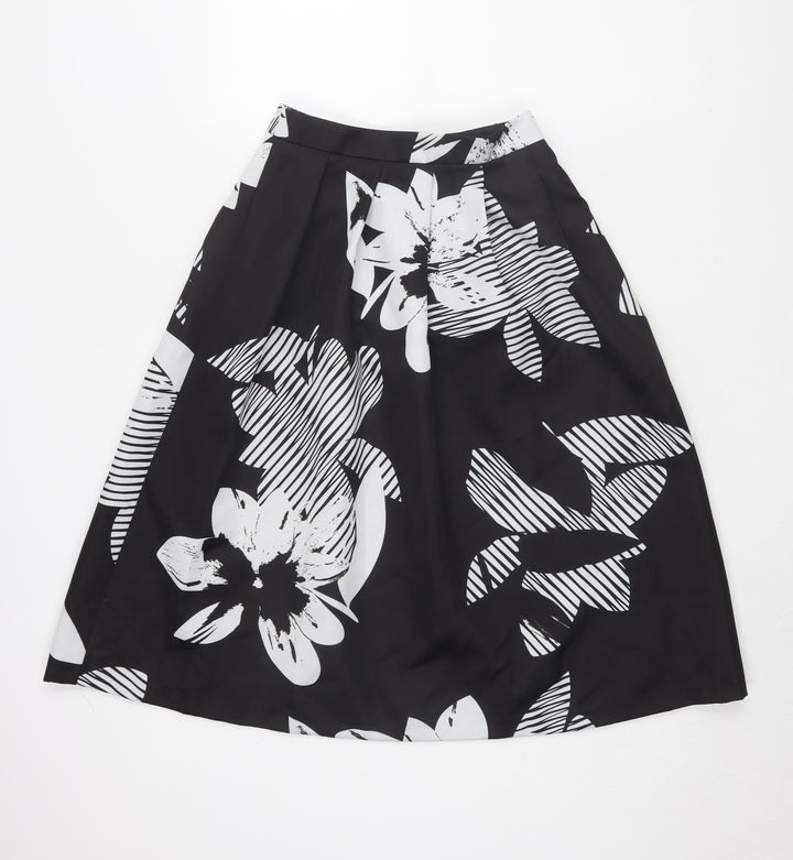 Rochelle Humes Women's Black Floral A-Line Skirt Size 8