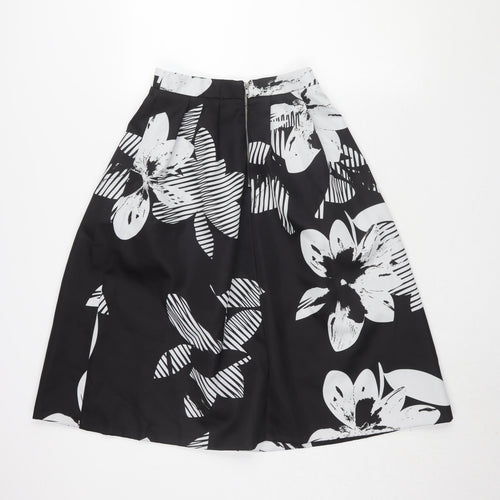 Rochelle Humes Women's Black Floral A-Line Skirt Size 8