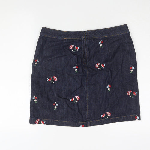 Tu Women's Blue Embroidered Denim Skirt Size 12