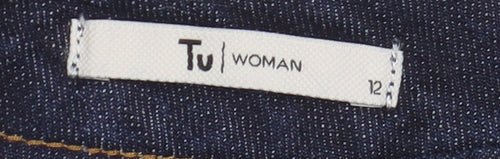 Tu Women's Blue Embroidered Denim Skirt Size 12