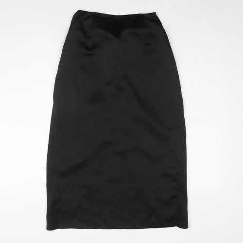 PrettyLittleThing Black Long Wrap Skirt - Size 10