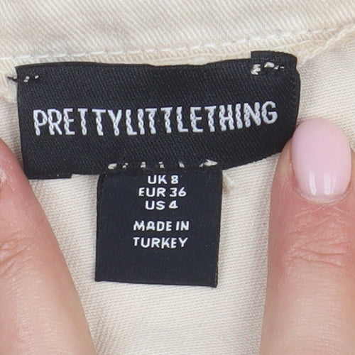 PrettyLittleThing Beige Women's Skirt, Size 8, Cotton