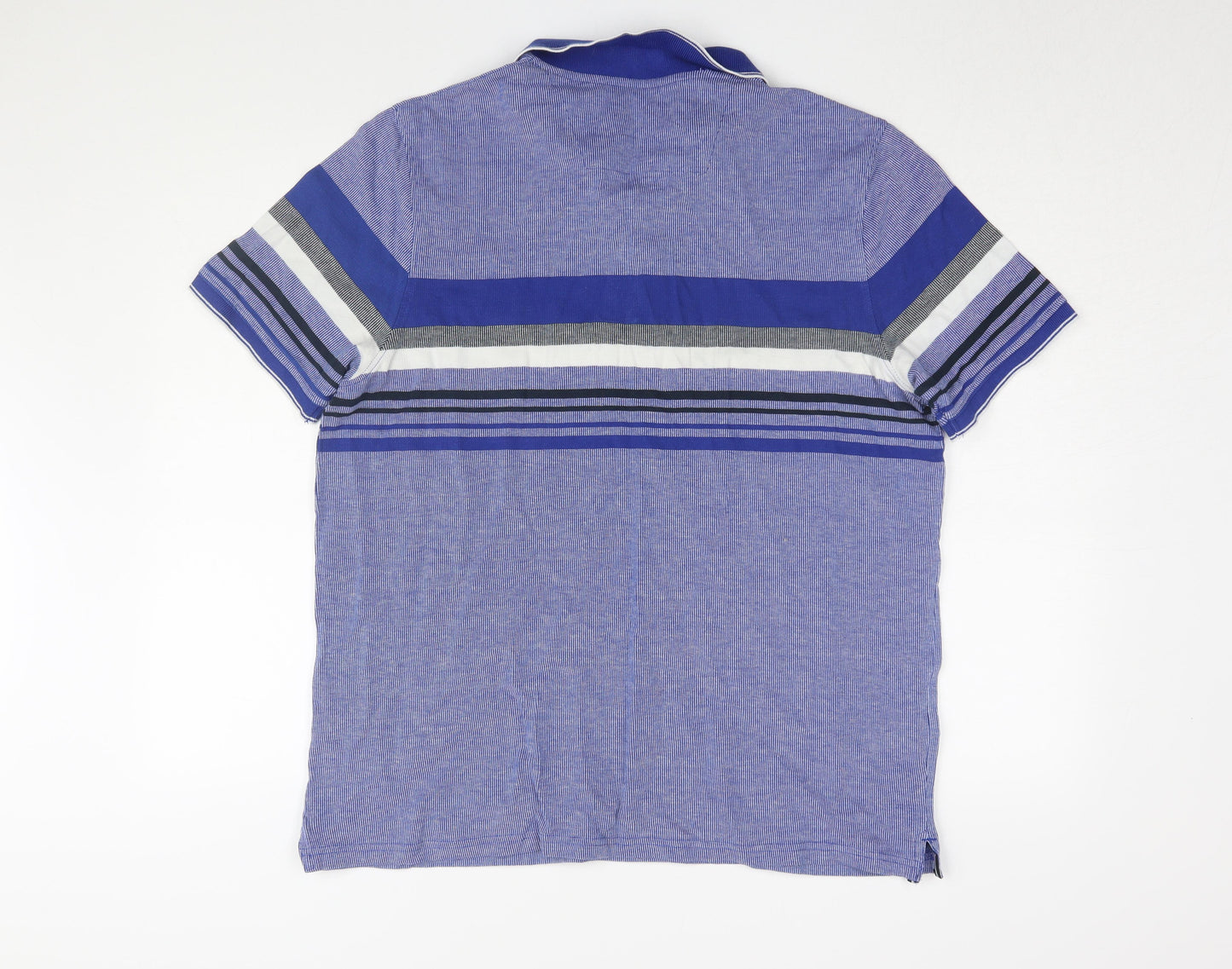 Maine New England Men's Blue Striped Polo L