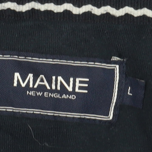 Maine New England Men's Blue Striped Polo L
