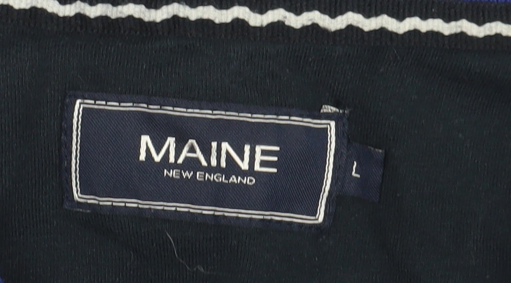 Maine New England Men's Blue Striped Polo L