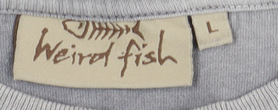 Weird Fish Men's Grey Cotton T-Shirt Size L Casual