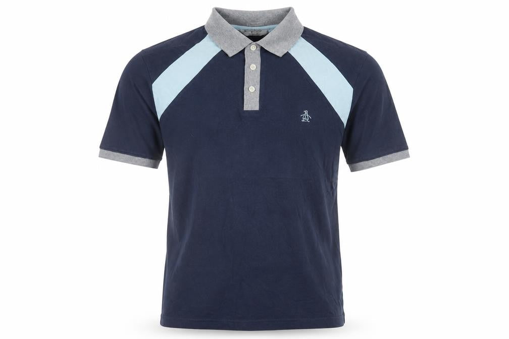 Front view of Original Penguin Men's Blue Slim Fit Polo Shirt
