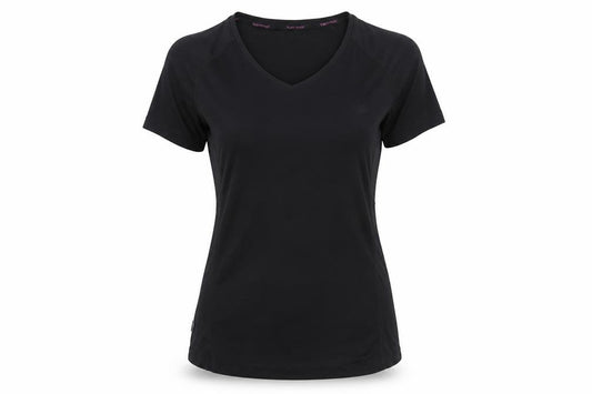 Front view of Karrimor Women's Black V-Neck Active T-Shirt, size 12