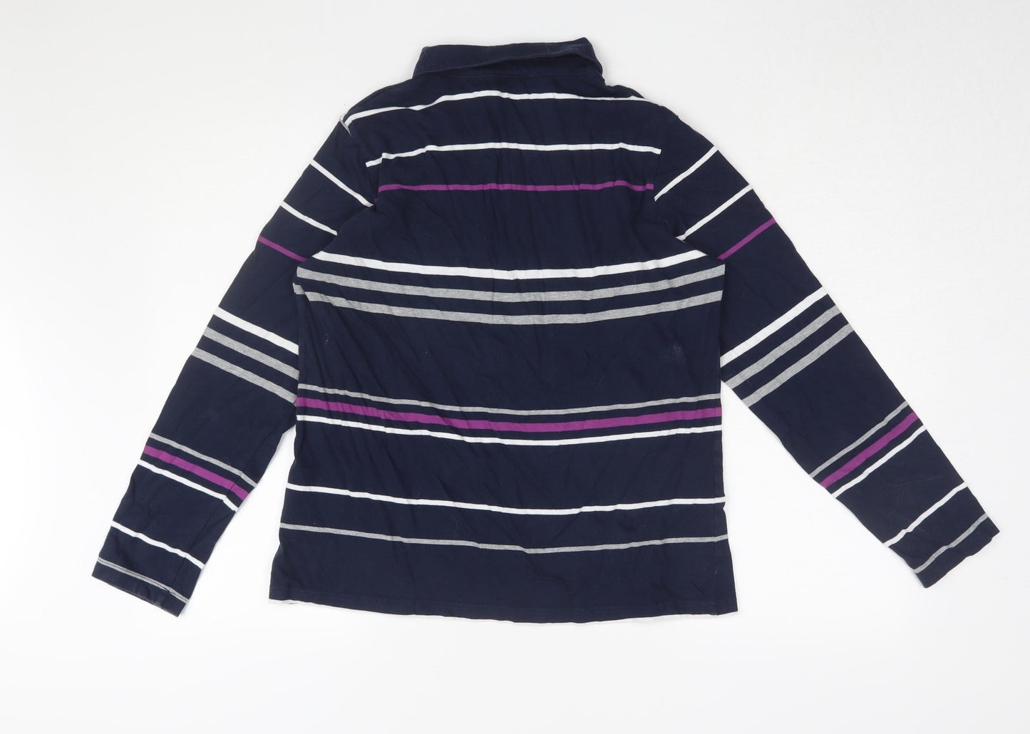 Damart Women's Blue Striped Polo Shirt M