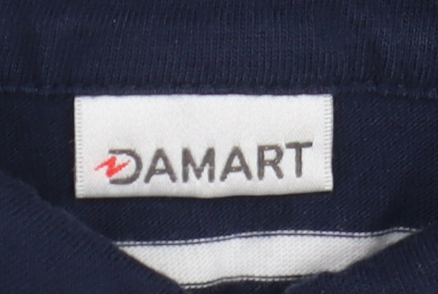 Damart Women's Blue Striped Polo Shirt M