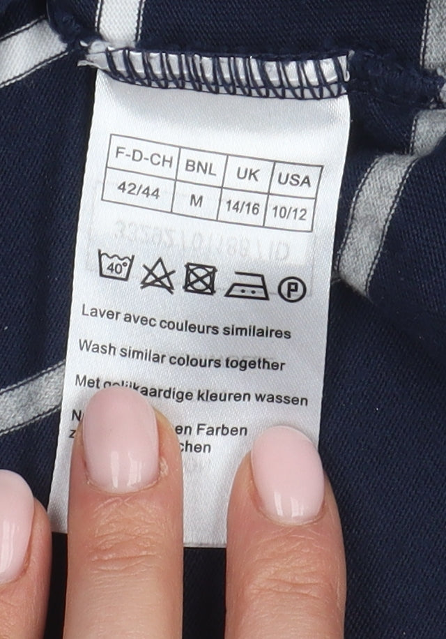 Damart Women's Blue Striped Polo Shirt M