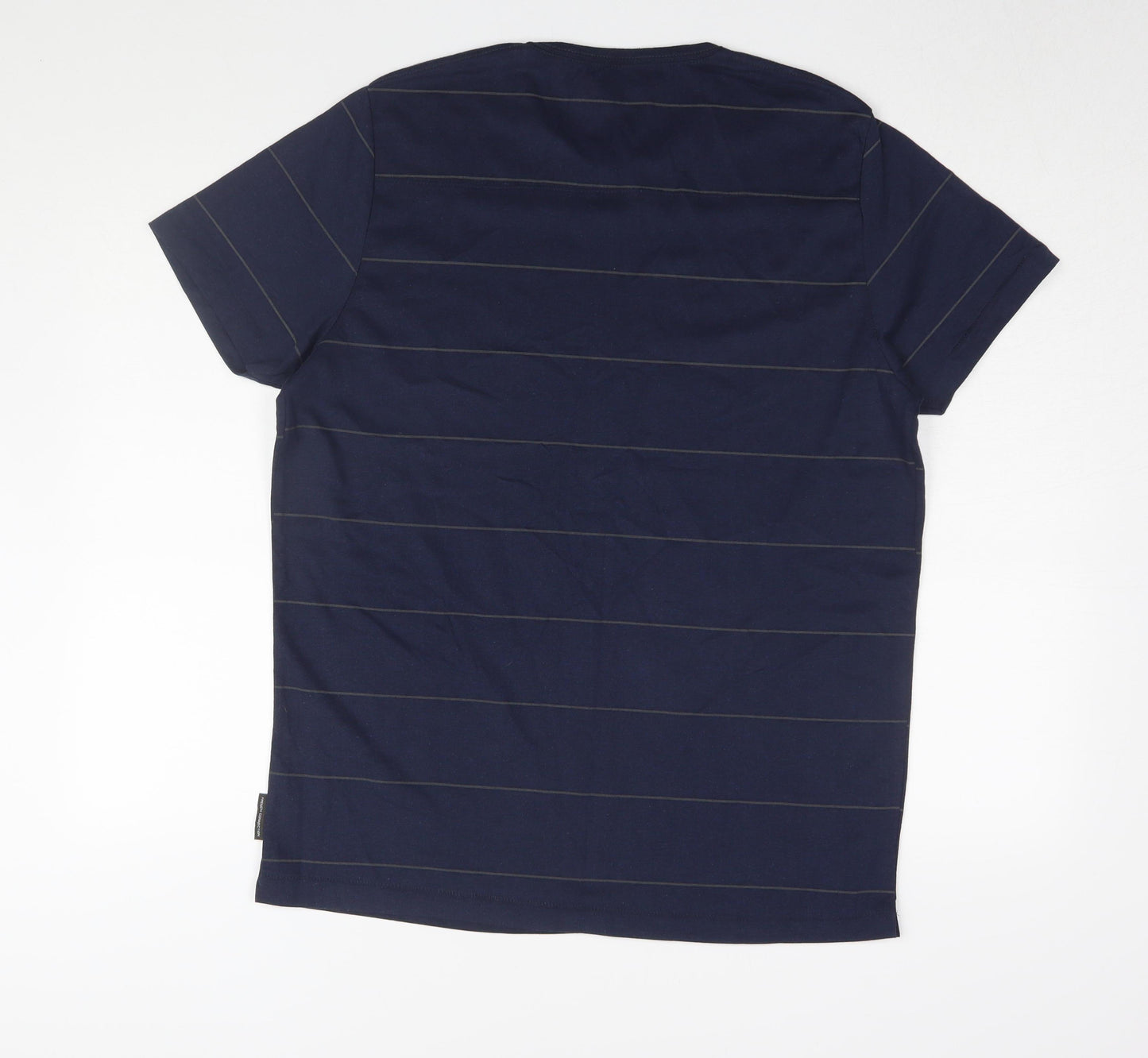 French Connection Men's Blue Striped T-Shirt XL