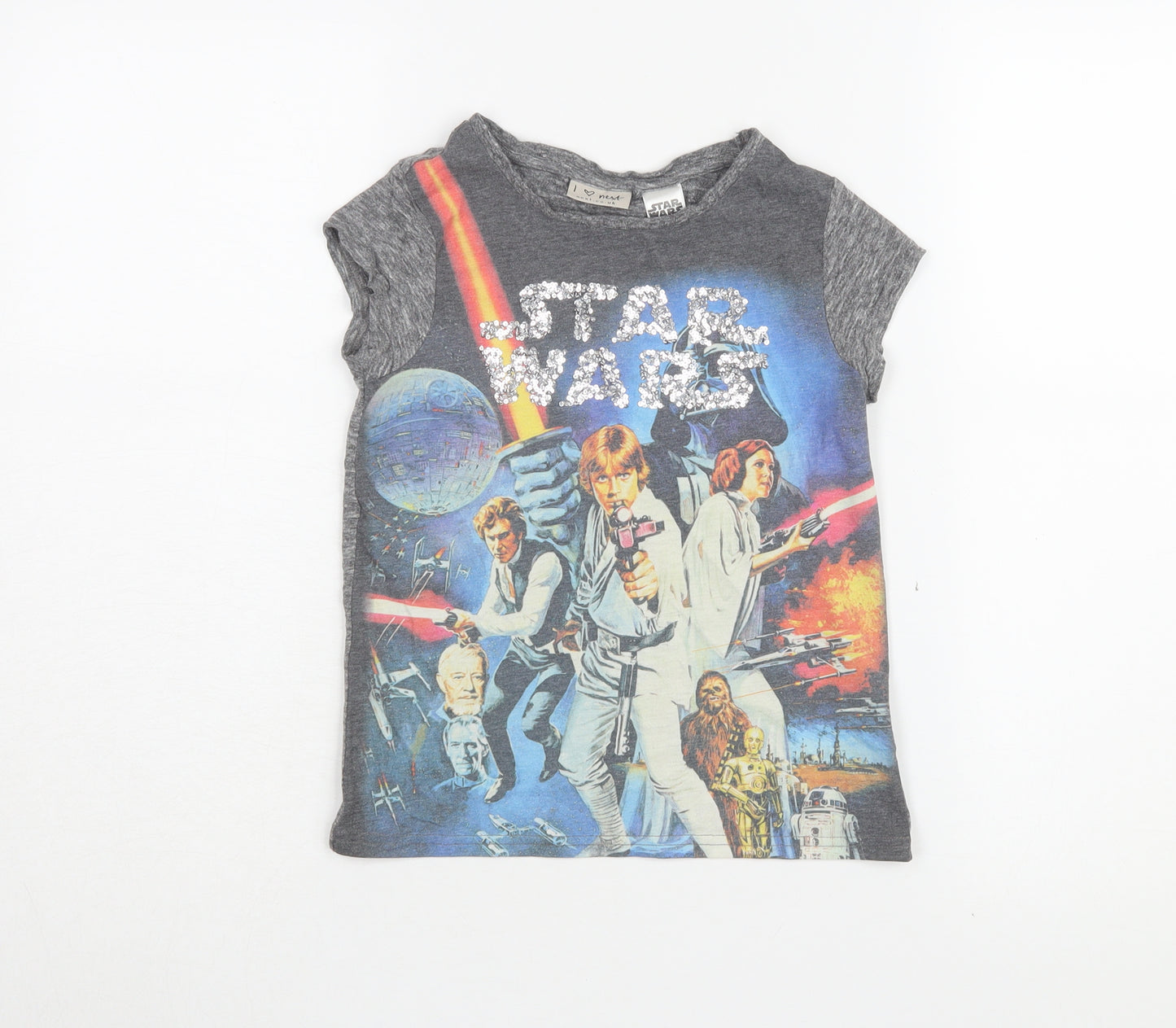 Next Girls Star Wars Graphic T-Shirt Grey 6 Years