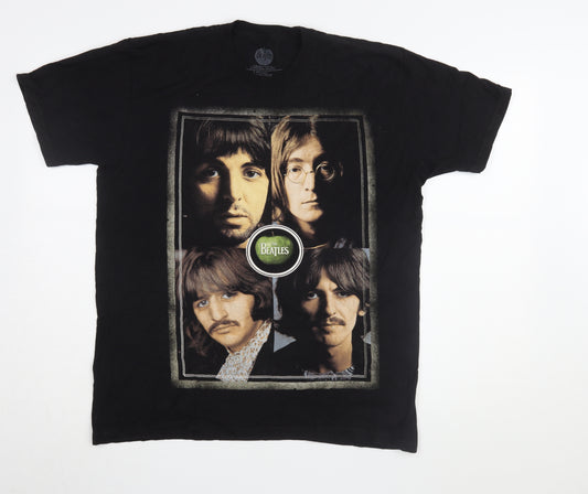 The Beatles Men's Black L T-Shirt with Iconic Print