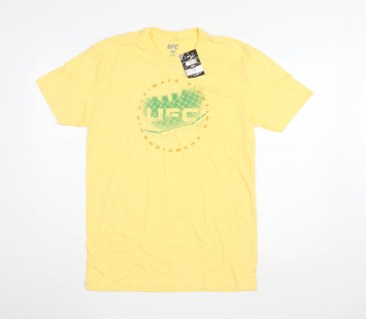 UFC Men's Yellow Cotton Graphic T-Shirt - Medium