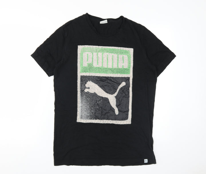 Puma Men's Black Cotton Logo T-Shirt Medium