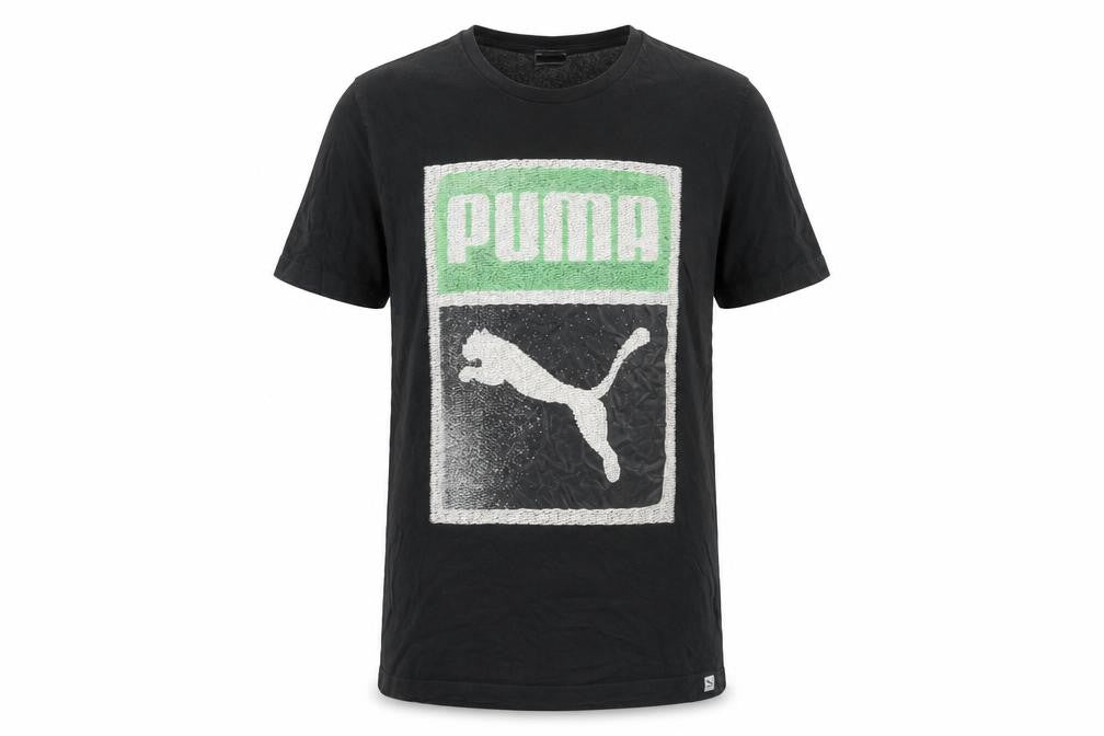 Puma Men's Black Cotton Logo T-Shirt Medium