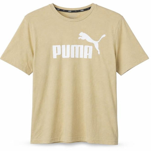Puma Men's Beige Logo T-Shirt, Size M, Short Sleeve