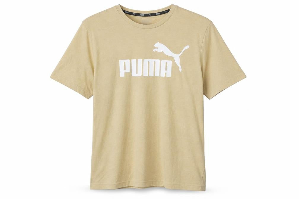 Puma Men's Beige Logo T-Shirt, Size M, Short Sleeve
