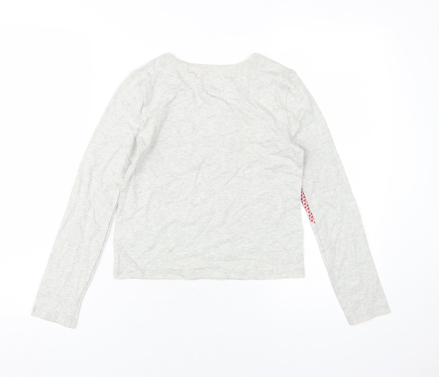 GAP Girls Heart Print T-Shirt Grey 10-11Y Regular Fit