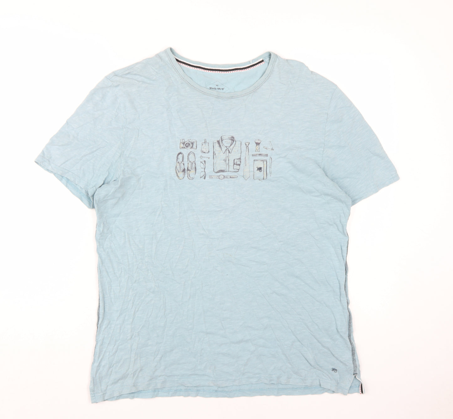 White Stuff Men's Blue Graphic Print T-Shirt, Size L