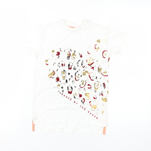 Baker by Ted Baker Girls White Animal Print T-Shirt, 6 Years