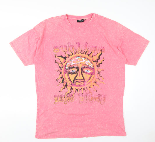 Sublime Men's Pink Graphic Music Sun T-Shirt M