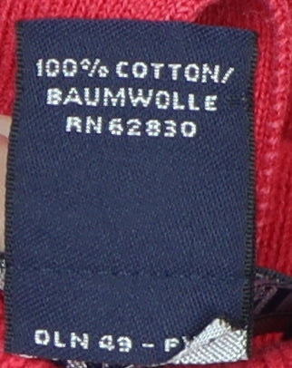 Lands' End Womens Red Cardigan M V-Neck Classic