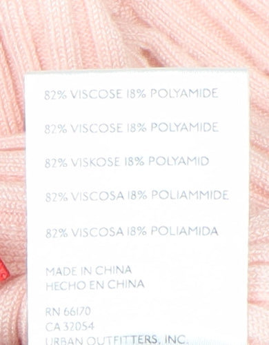 Kimchi Blue Women's Pink Cropped Knit Bow Blouse Small