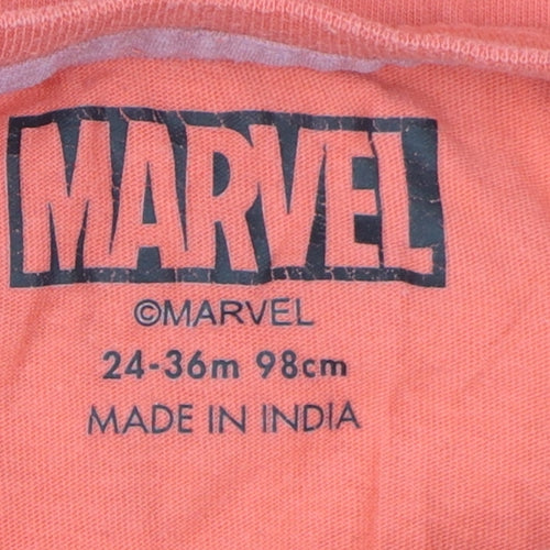 Marvel Boys Orange Graphic T-Shirt 2-3 Years Casual