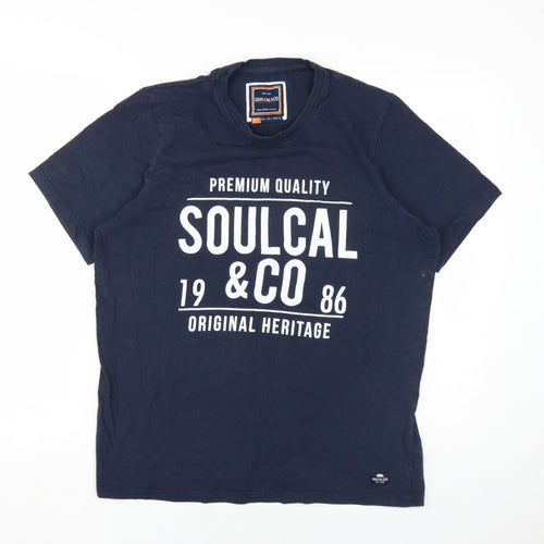 Soulcal & Co Men's Blue Logo T-Shirt Size L