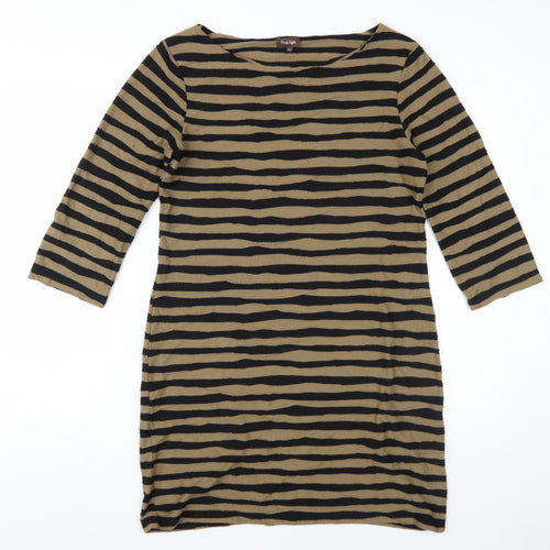 Phase Eight Women's Black Striped Shift Dress Size 16