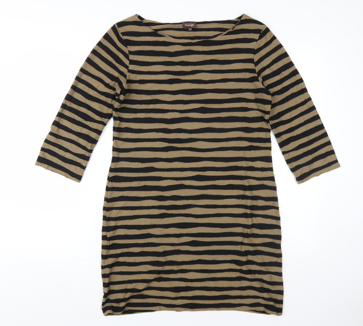 Phase Eight Women's Black Striped Shift Dress Size 16