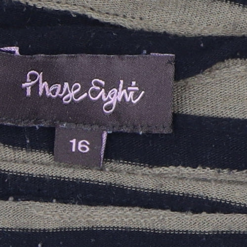 Phase Eight Women's Black Striped Shift Dress Size 16