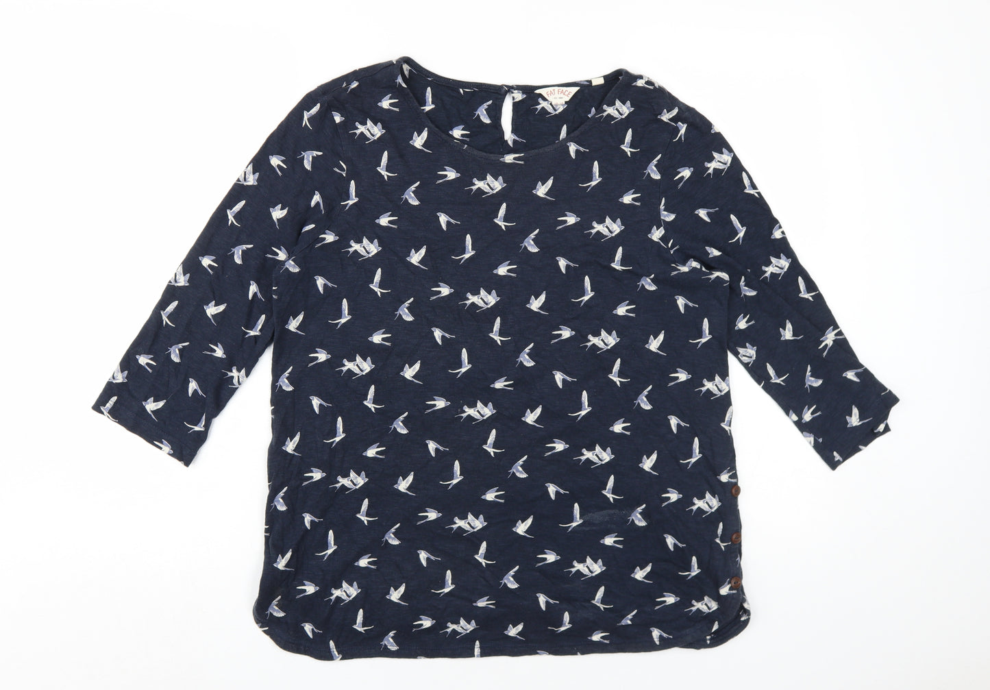 Fat Face Women's Blue Bird Print Blouse UK 14