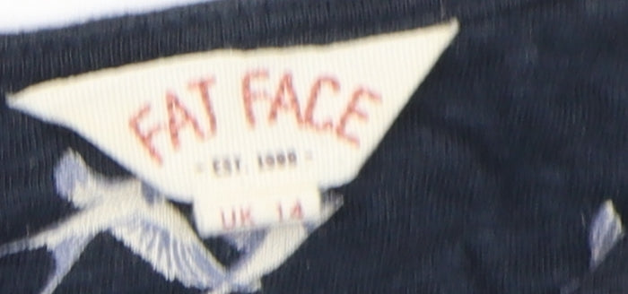 Fat Face Women's Blue Bird Print Blouse UK 14