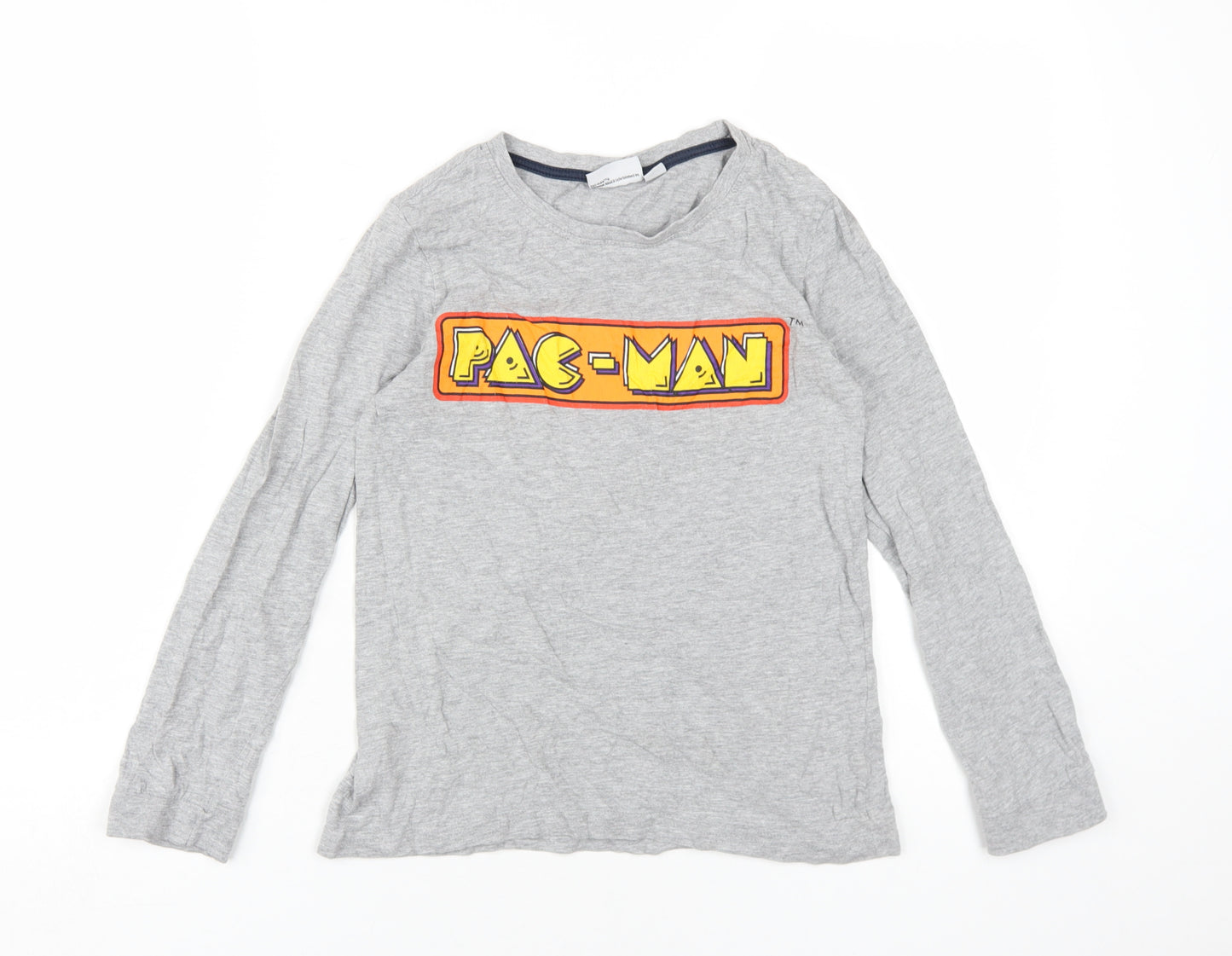 Boys Grey Pac-Man Long Sleeve T-Shirt, Age 11-12, Fun Casual Style
