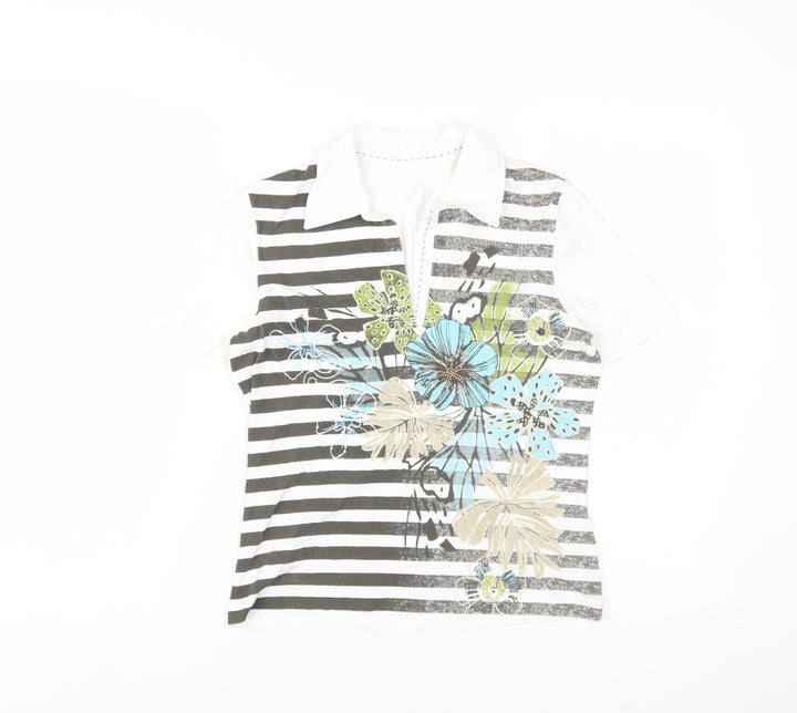 Gerry Weber Women's Multicoloured Striped Polo Shirt Size 10