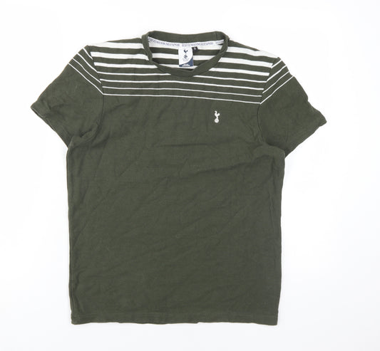 Tottenham Hotspur Men's Green Striped T-Shirt Size S