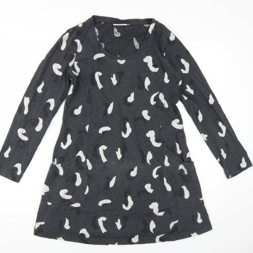 Adini Women's Black A-Line Dress S, Cotton, Casual