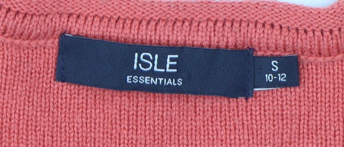 Isle Essentials Women's Red V-Neck Pullover Jumper Size S