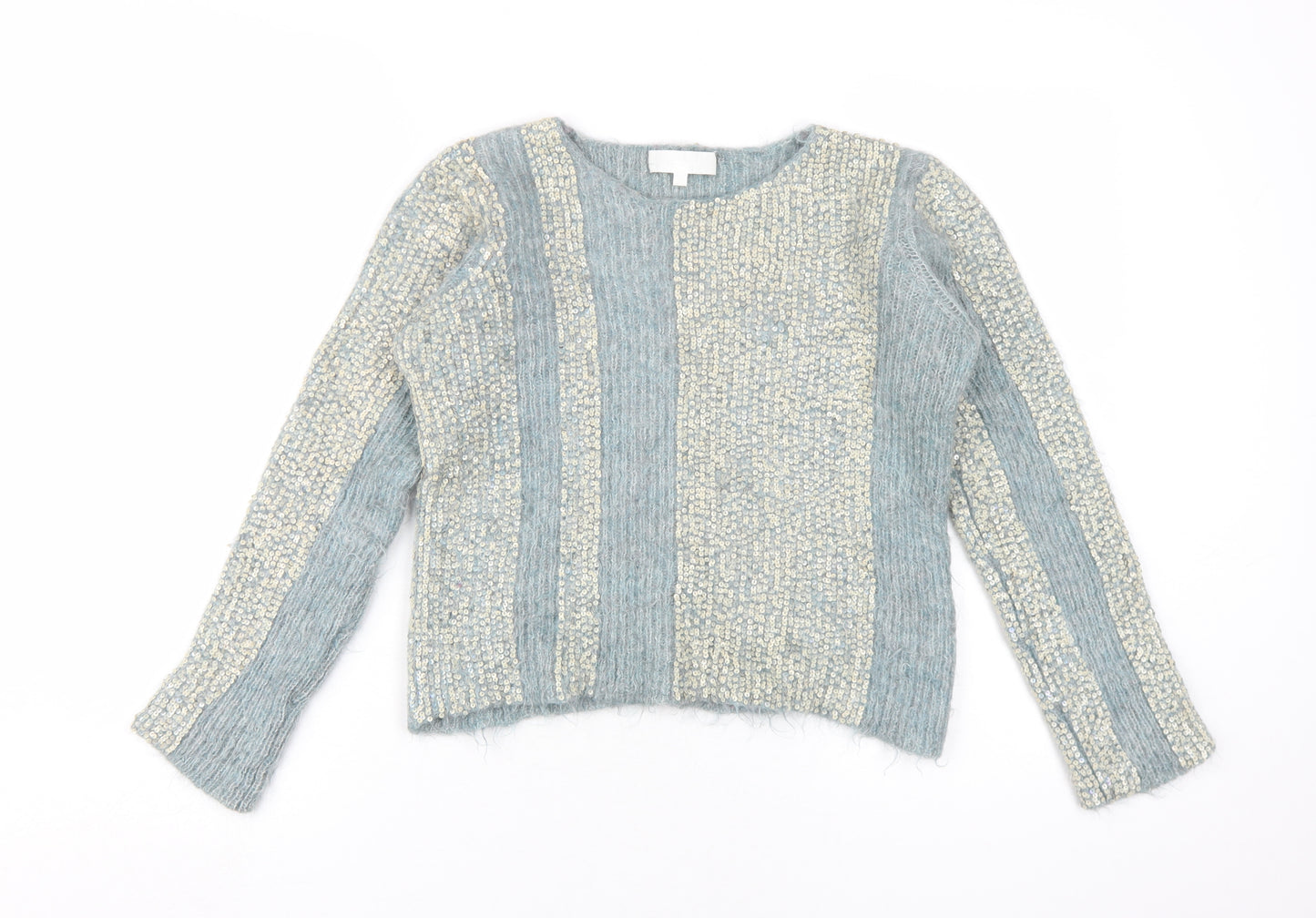 Nicole Farhi Women's Blue Sequin Pullover Jumper S