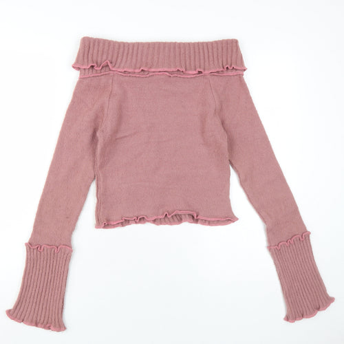 Urban Outfitters Women's Pink Off Shoulder Pullover Jumper
