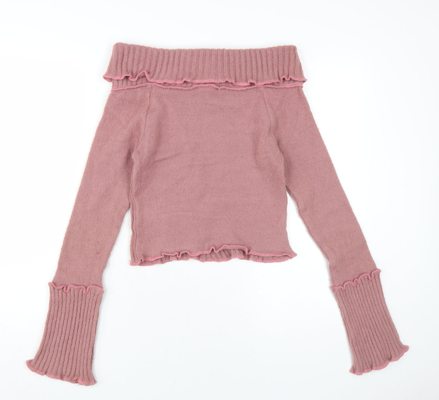 Urban Outfitters Women's Pink Off Shoulder Pullover Jumper