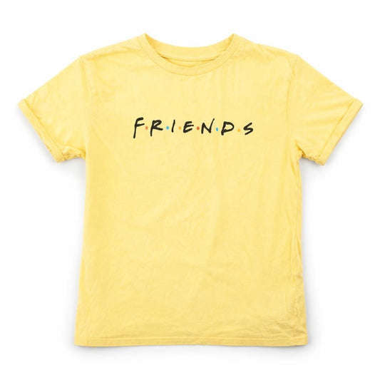 Front view of Friends Yellow Kids T-Shirt, unisex, 10-11 years, graphic
