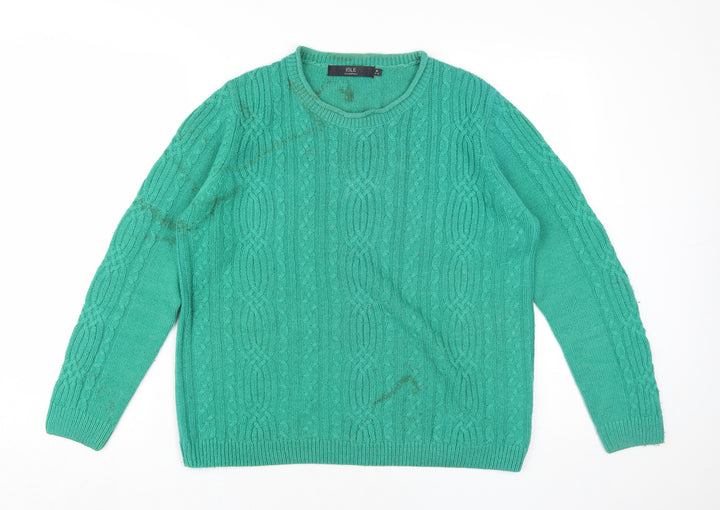 ISLE Women's Green Cable-Knit Pullover Jumper M