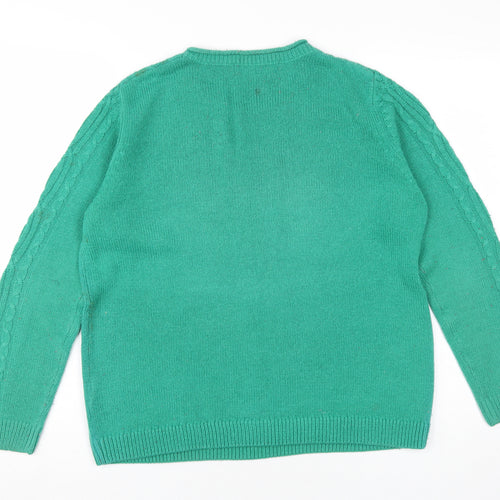 ISLE Women's Green Cable-Knit Pullover Jumper M