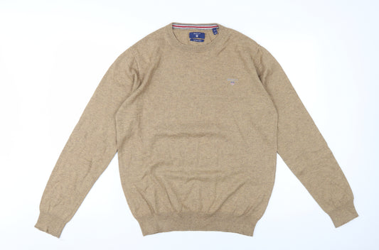 Gant Men's Beige Pullover Jumper, Size M, Cotton Wool