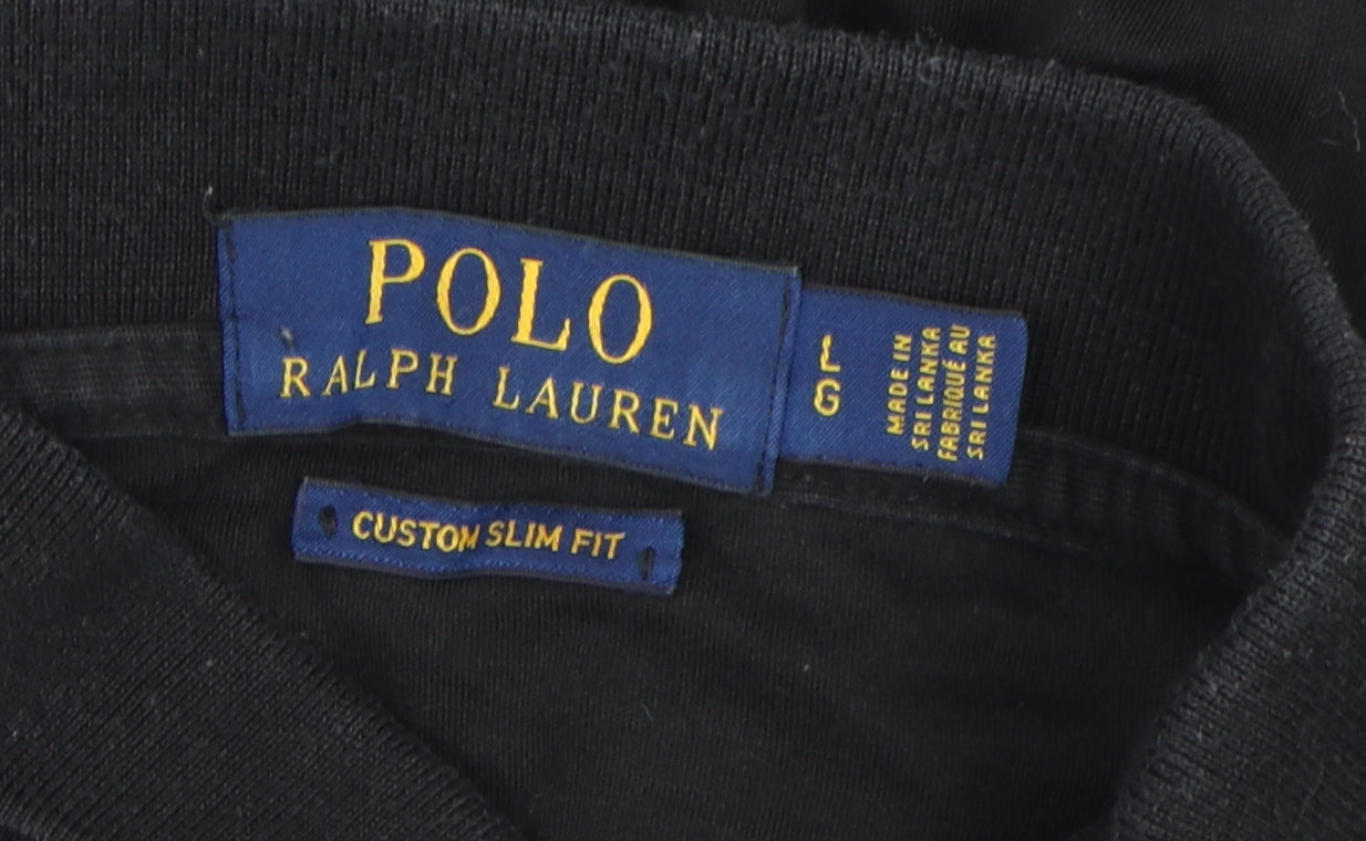 Ralph Lauren Men's Black Slim Fit Polo, Size L