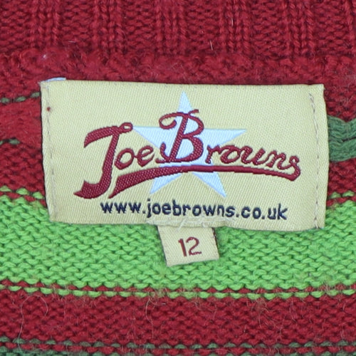 Joe Browns Women's Red Fair Isle Knit Jumper Size 12